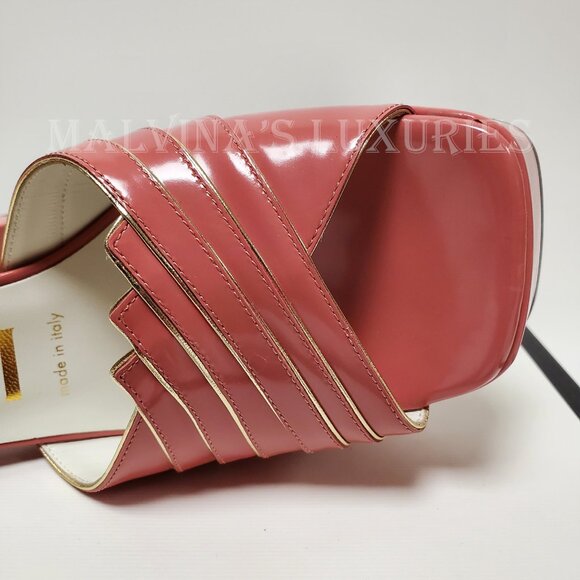 GUCCI SHOES MEDEA PLATFORM SANDALS RED PINK LEATHER sz 38.5 8.5 - Picture 9 of 10